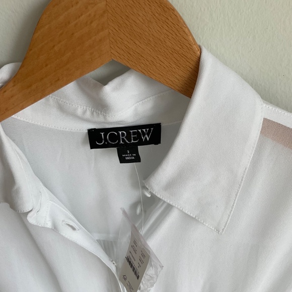 🏷️NWT *** with exception J.Crew Elena shirtdress in White chiffon SZ 2 - Picture 8 of 8